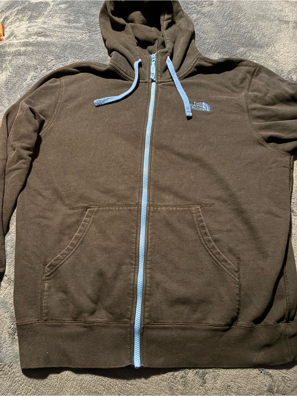 The North Face Black Hoodie with Light Blue Trim